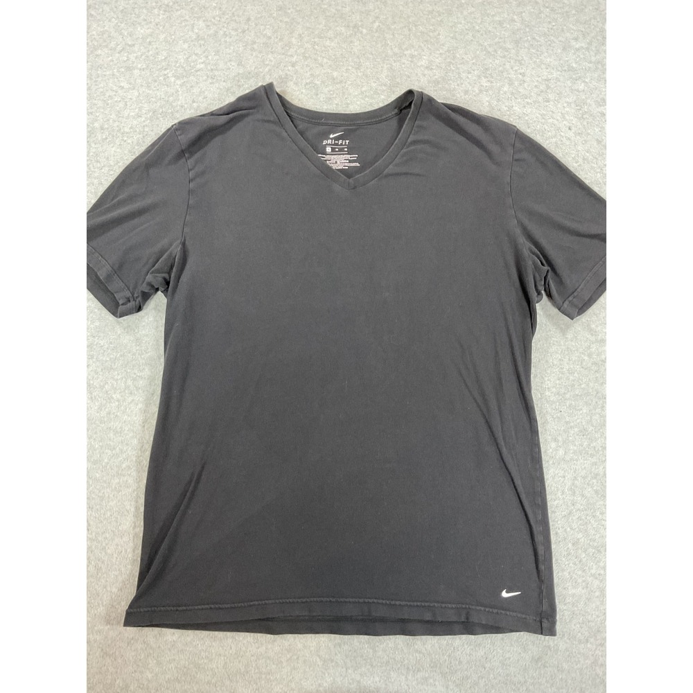 Nike Dri-FIT Mens XL V-Neck Short Sleeve T-Shirt Black Cotton Blend RN36543 2836